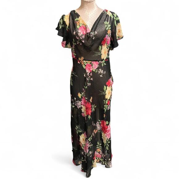 Vintage y2k maggy london floral dress flutter sleeve - Picture 1 of 6
